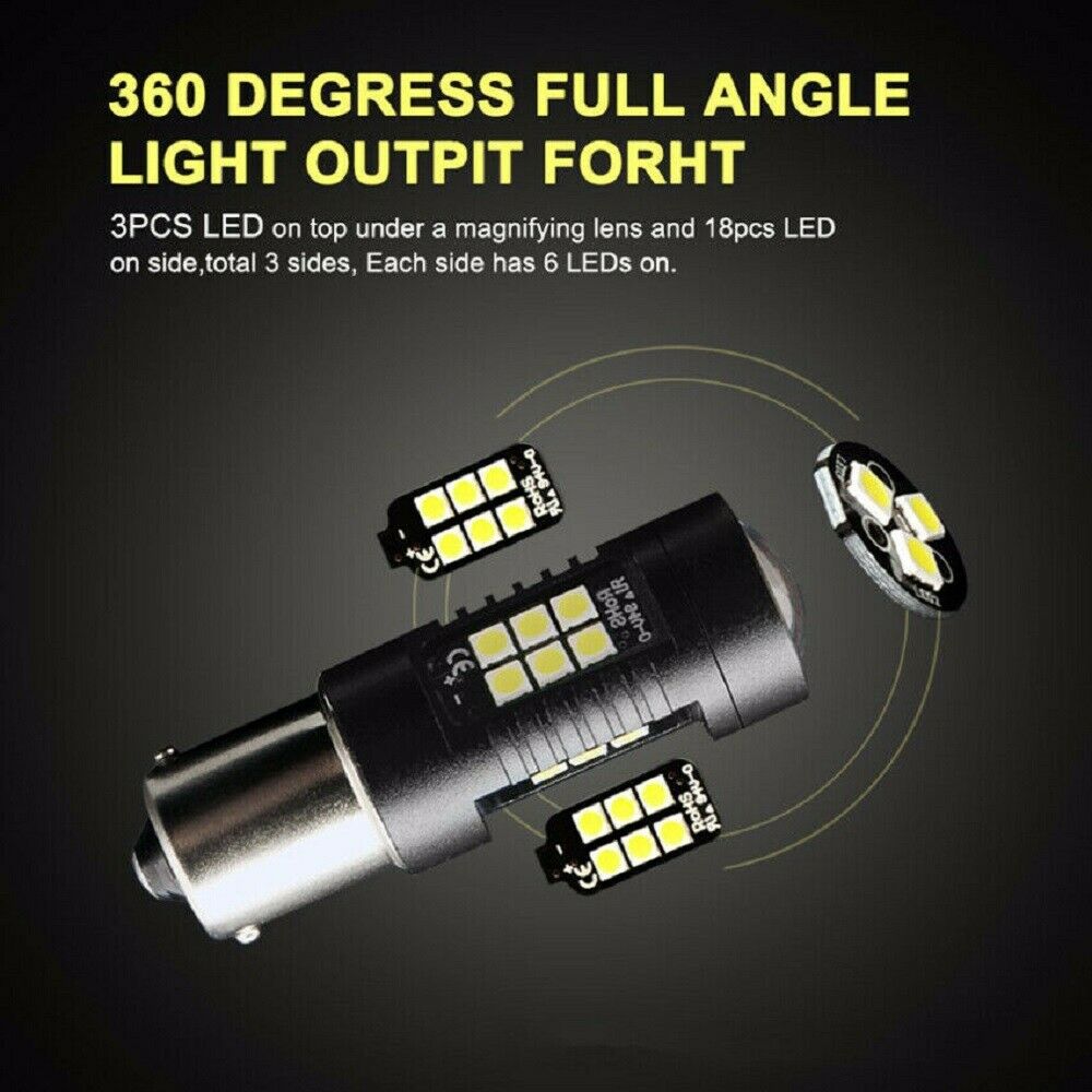 1156 BA15S P21W 21SMD LED Car Tail Backup Reverse Light Bulbs 1200Lm White