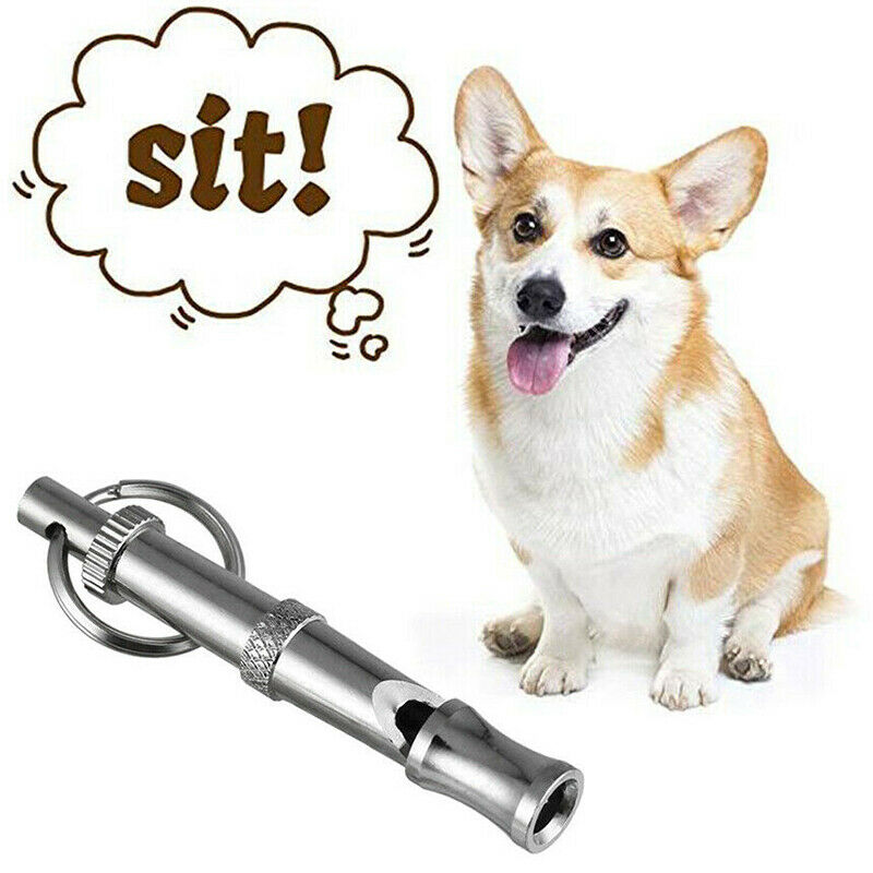 2 PCS SET  Pet Dog Training Whistle Dog Supplies SilverJ..l8
