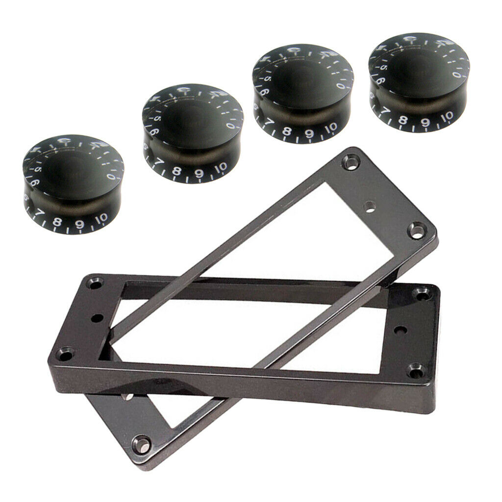 2pcs Curved Humbucker Pickup Mounting Rings+Knobs for Les Paul LP Guitar