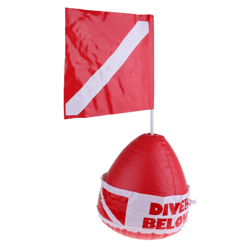 Scuba Diving Diver Below Inflatable Float Surface Marker Buoy, PVC Dive Flag