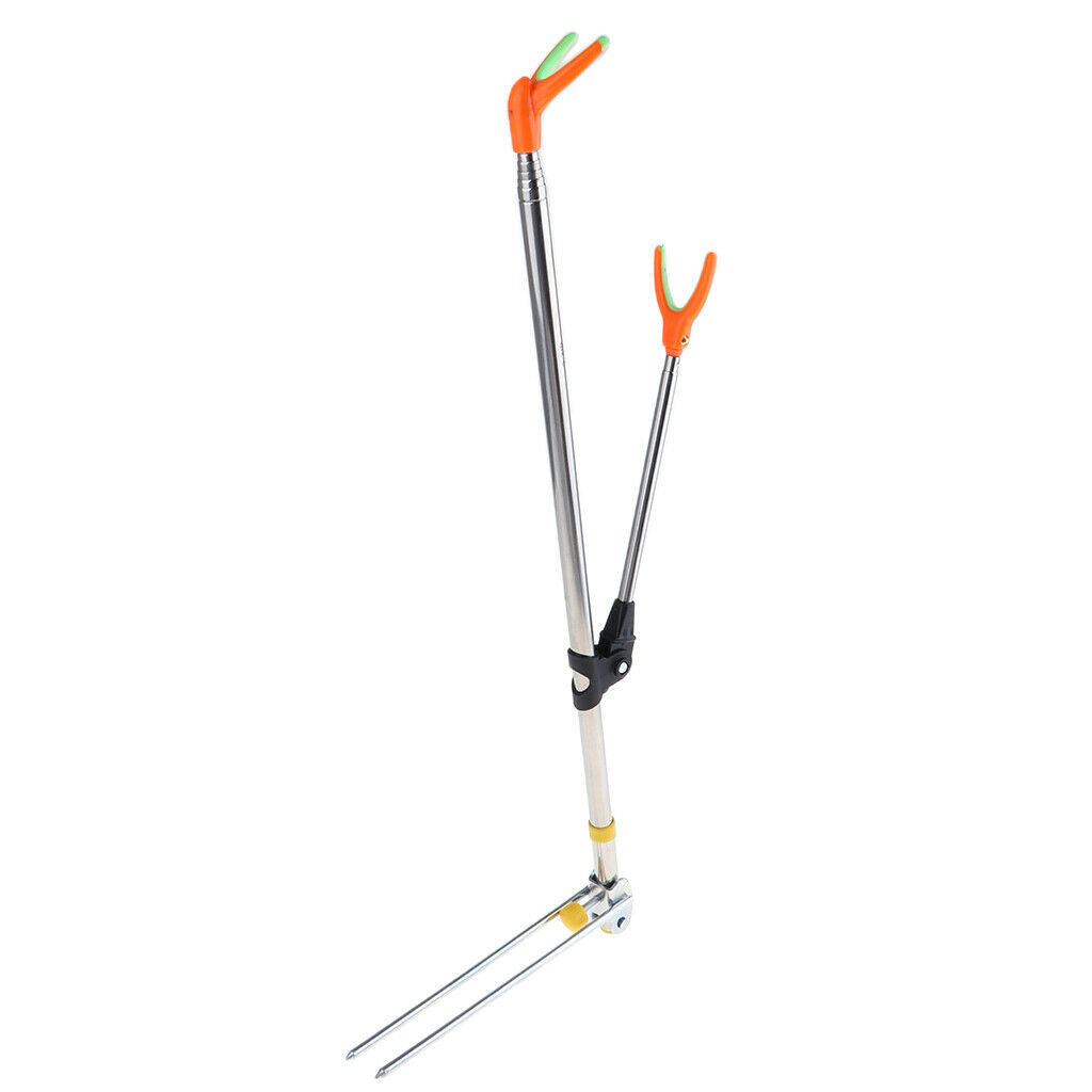 Stainless Steel Telescopic Fishing Rod Holder Rod Ground Support Stand 2.4m