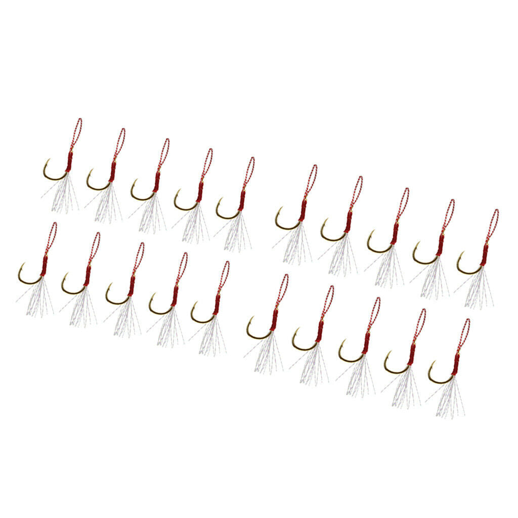 20 Packs Metal Fishing Assist Hooks Strong Jigging Jig Hooks 12#14# Golden