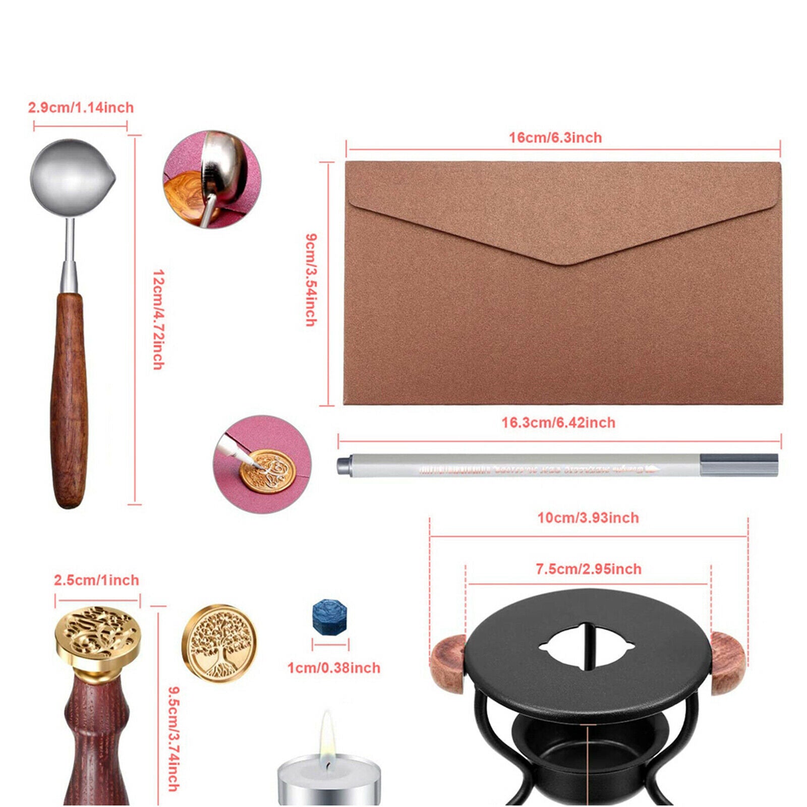 Wax Sealing Stamp Kit for Letter Card DIY Scrapbooking Craft Gift Seal Set