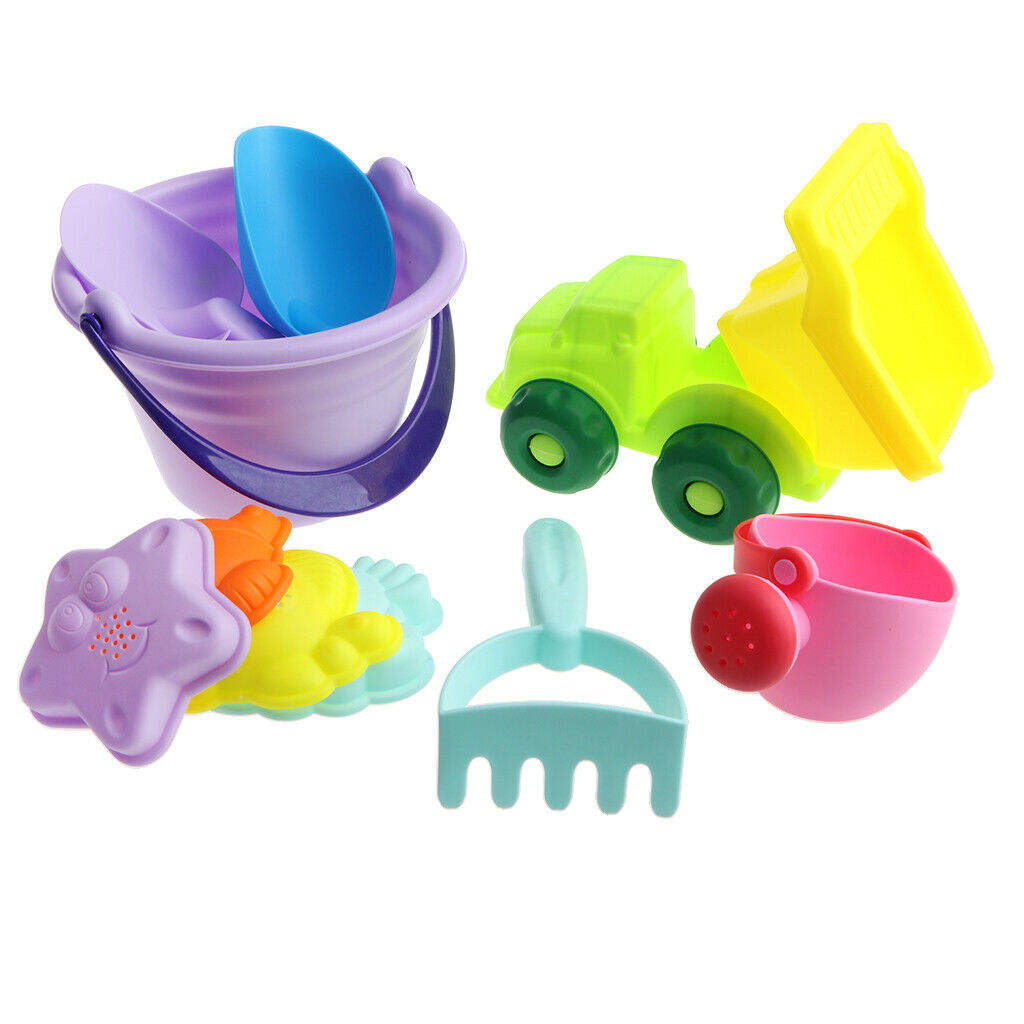 Beach Toys Set, Sandbox Toys with Small Car, Shovel, Rake, Watering Can And