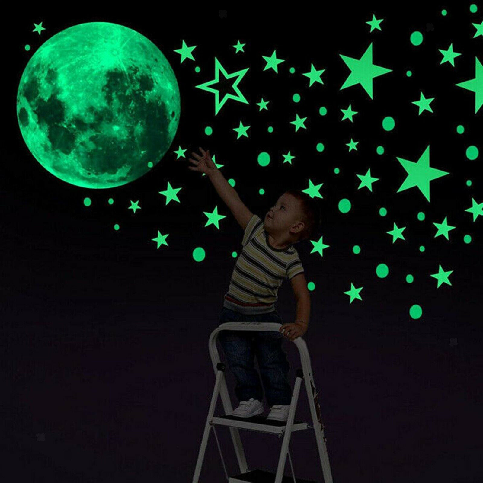 435x Planet & Stars Glow In The Dark Wall Stickers Kids Bedroom Decals Decor