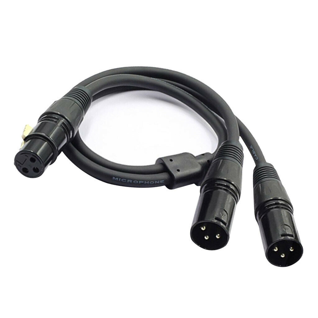 3Pin XLR Female to Dual 2 Male   Y Splitter Microphone Cable Adaptor Cord