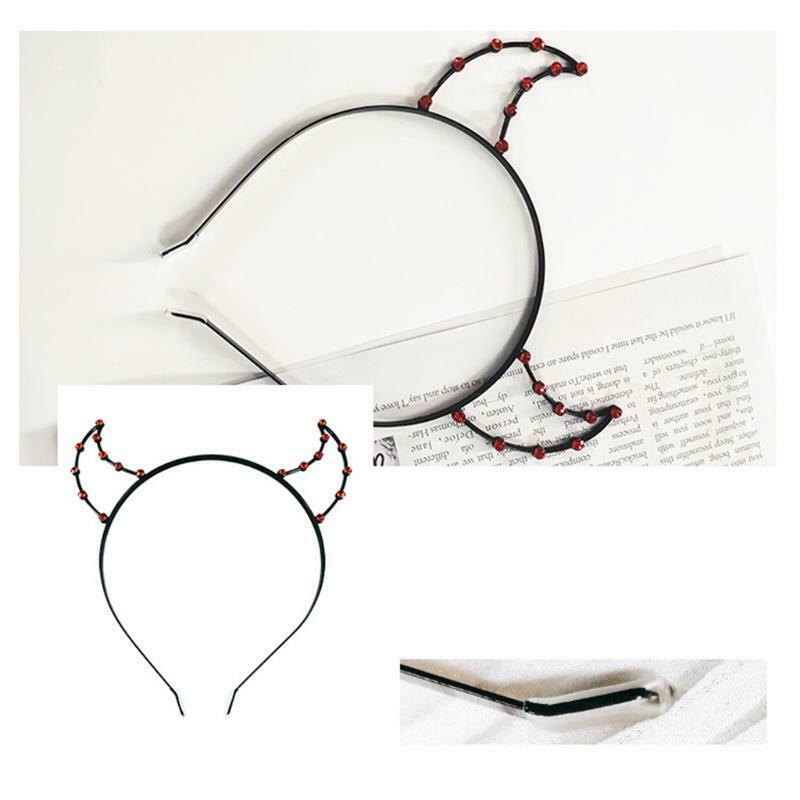 Rhinestone Hair Hoop Devil Horn Headband Photo Prop Halloween Party Headwear
