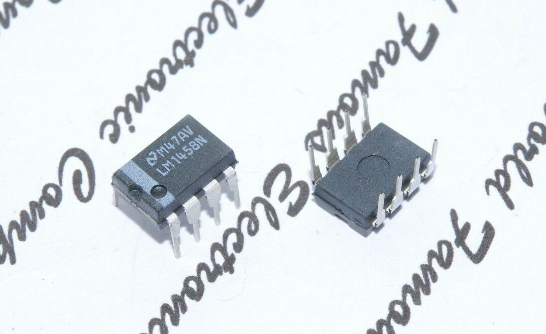 4pcs - NATIONAL SEMICONDUCTOR LM1458N DIP-8 IC - Dual Operational Amplifier NS