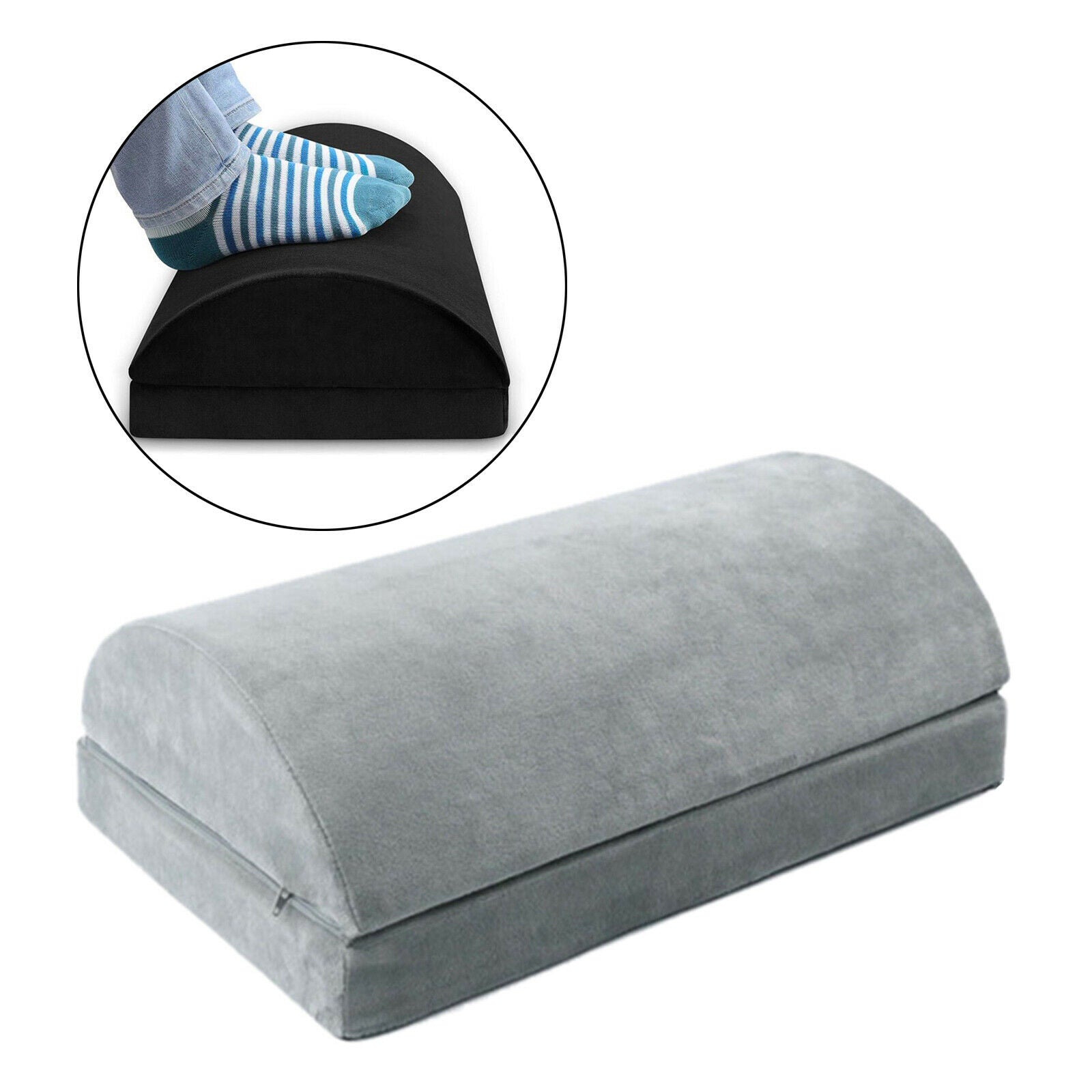 Foot Rest Under Desk Pillow Travel Footrest Textured Surface Washable Grey
