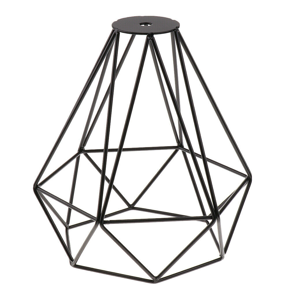 Retro Metal Diamond Pendant Ceiling Fixture Light Lamp Bulb Cage Decor Black