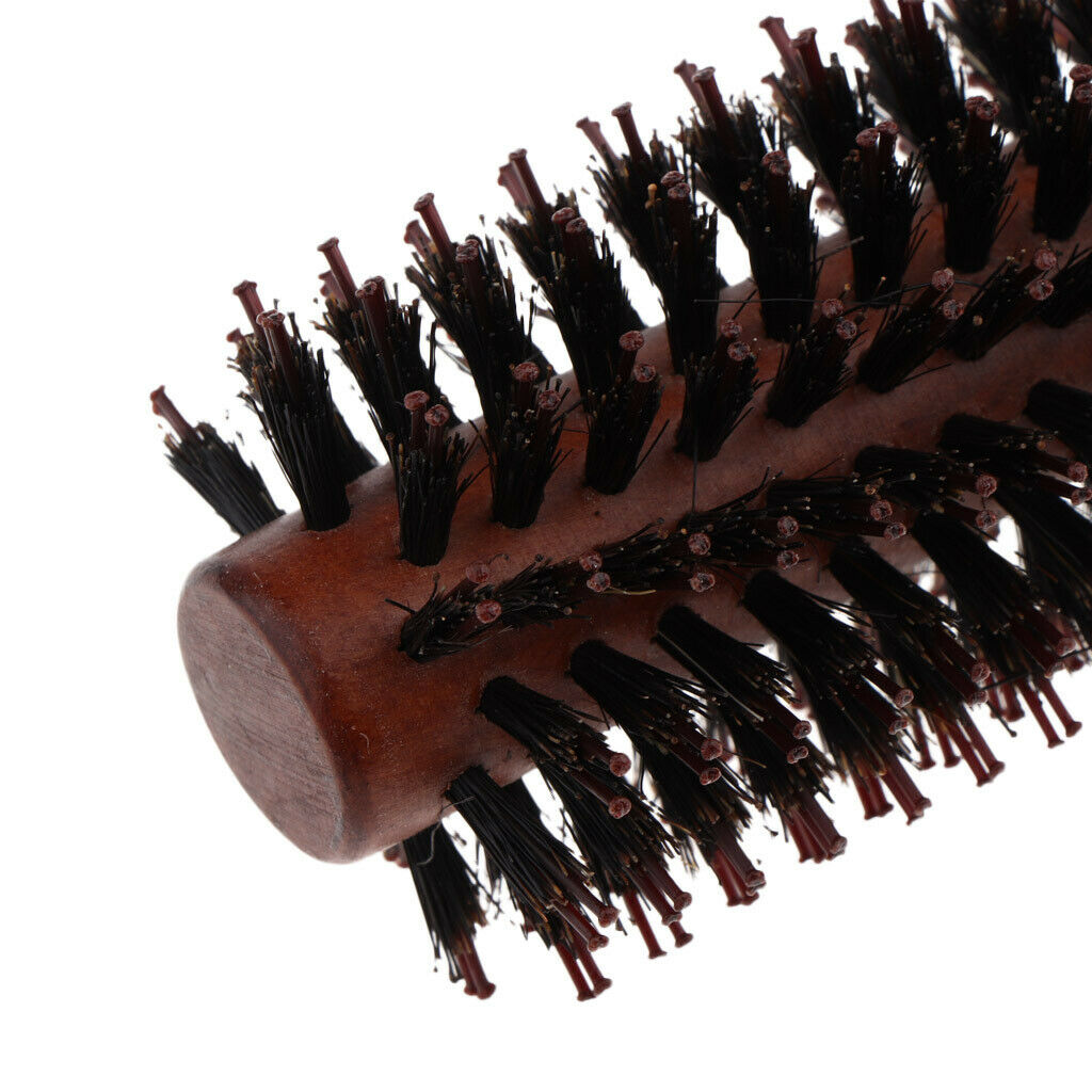 Bristles Wood Round Styling Hairbrush Roll Comb for Curling Straight Hair 02