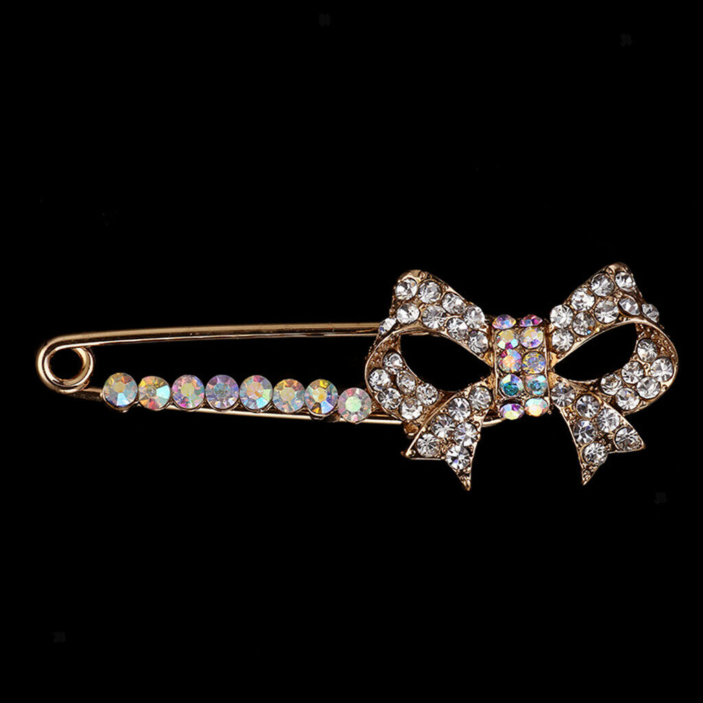 Lovely Crystal Butterfly Bowtie Safety Pin Scarf Coat Gown Pin Men Women