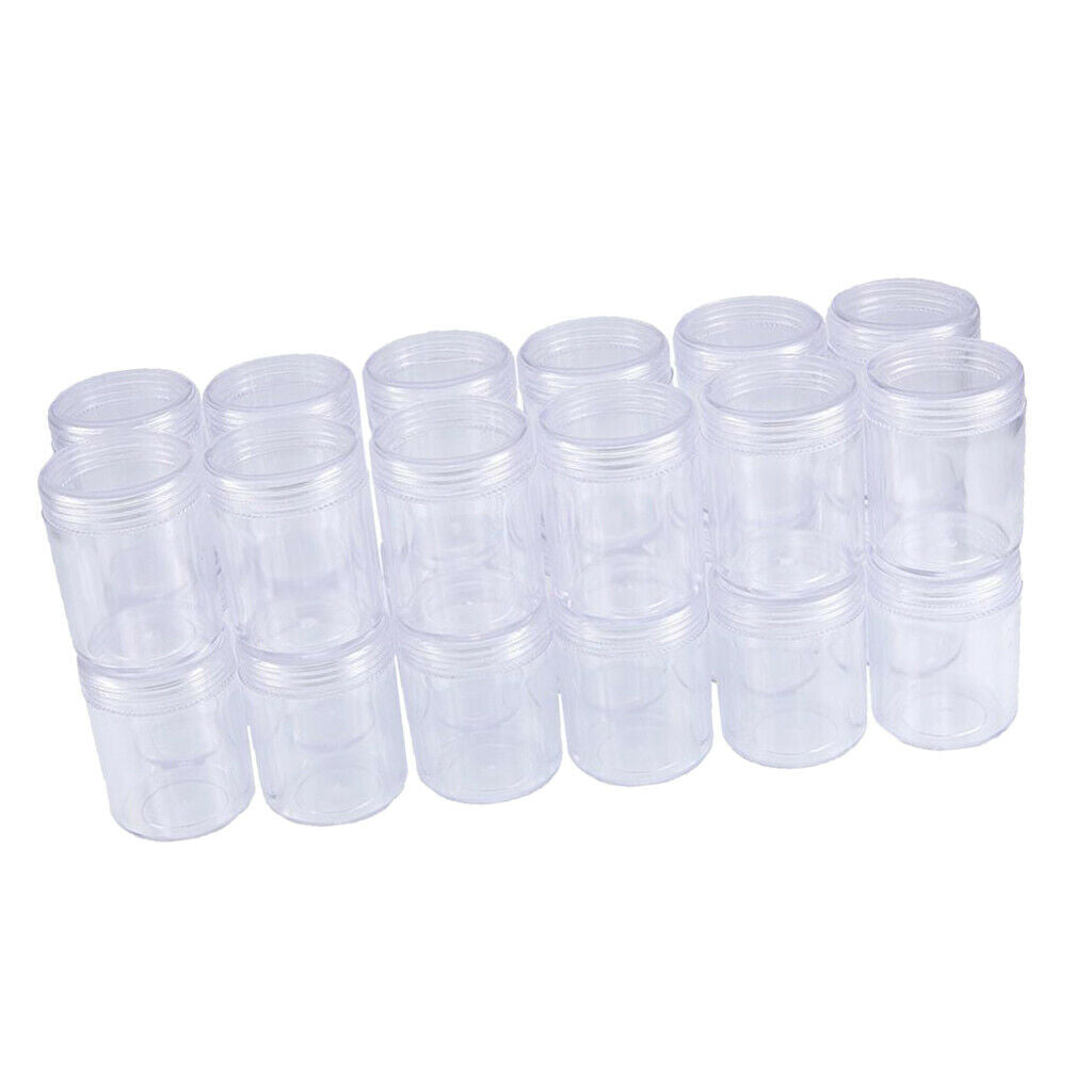 24 Pieces Bead Container Clear Plastic Storage Jar Set for Nail Arts Crafts