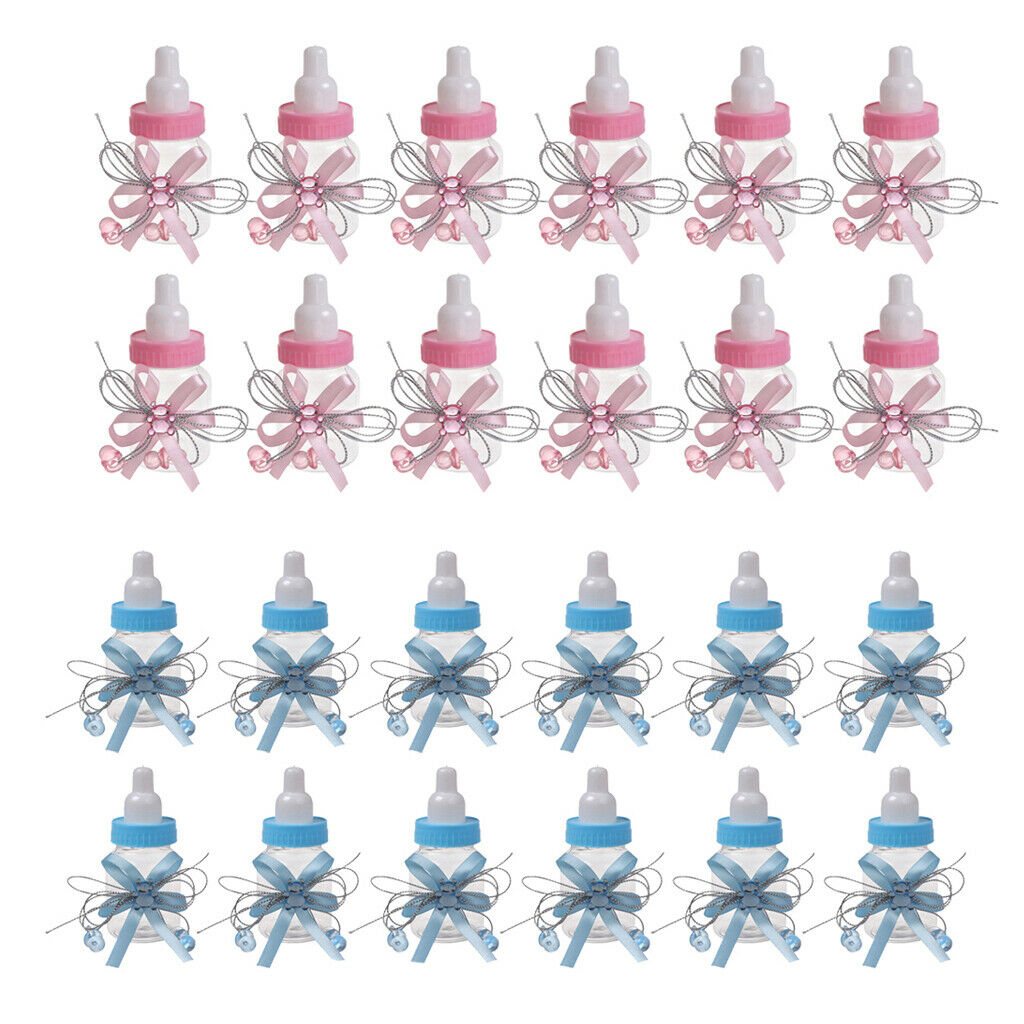 24pcs Lot Baby Shower Candy Bottles Nursing Bottle Box Candy Case Pink&Blue