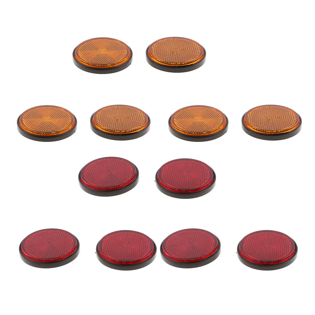 12Pcs Red Round Reflectors Reflective for Motorcycle ATV Dirt Bike Red+Orange