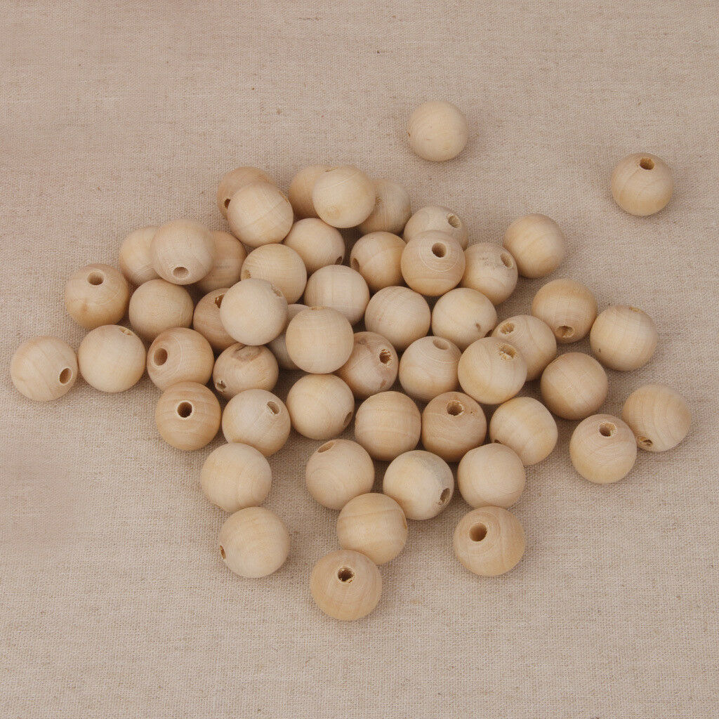 50pcs Large Round Wooden Bead Plain Natural Wood Handmade Crafts Supply 16mm