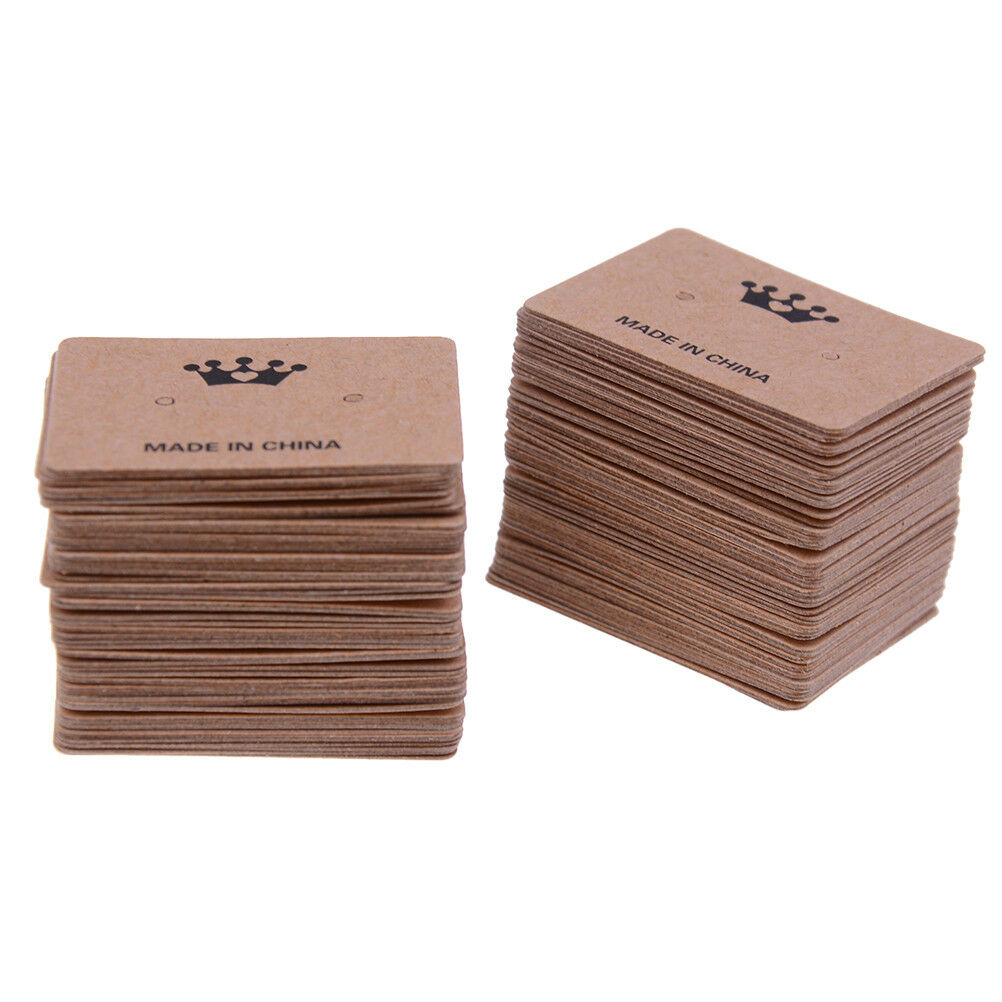 100x kraft paper earring hanging card jewelry display ear studs holder pac.l8