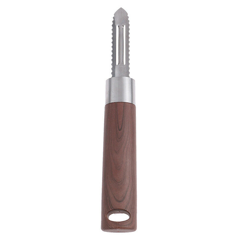 Scraper For Peeling Fruit Fish Scale With Serrated Blade & Wood Grain Han.l8