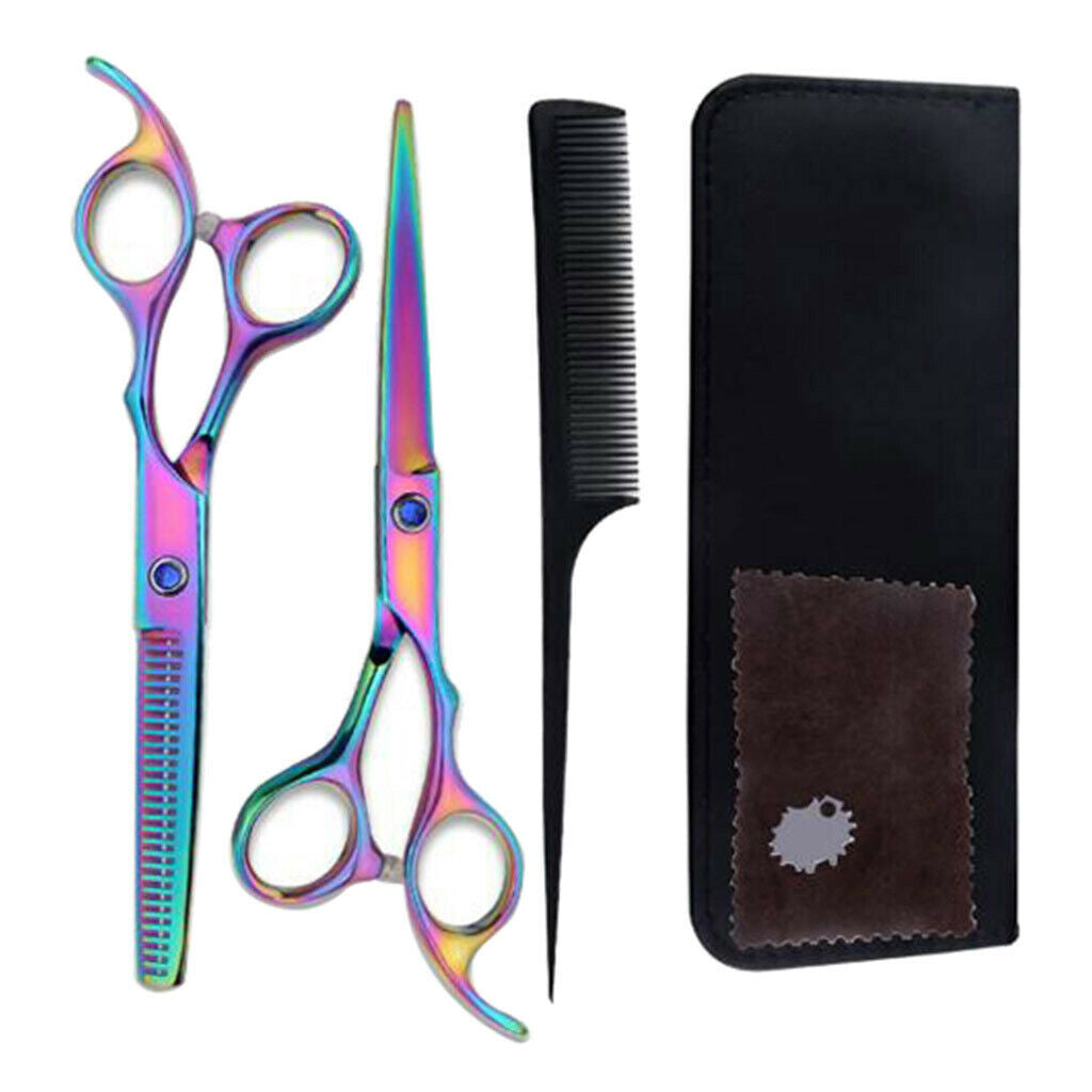6Pieces Professional Scissors Thinning Shears Comb Storage Case Home Kits