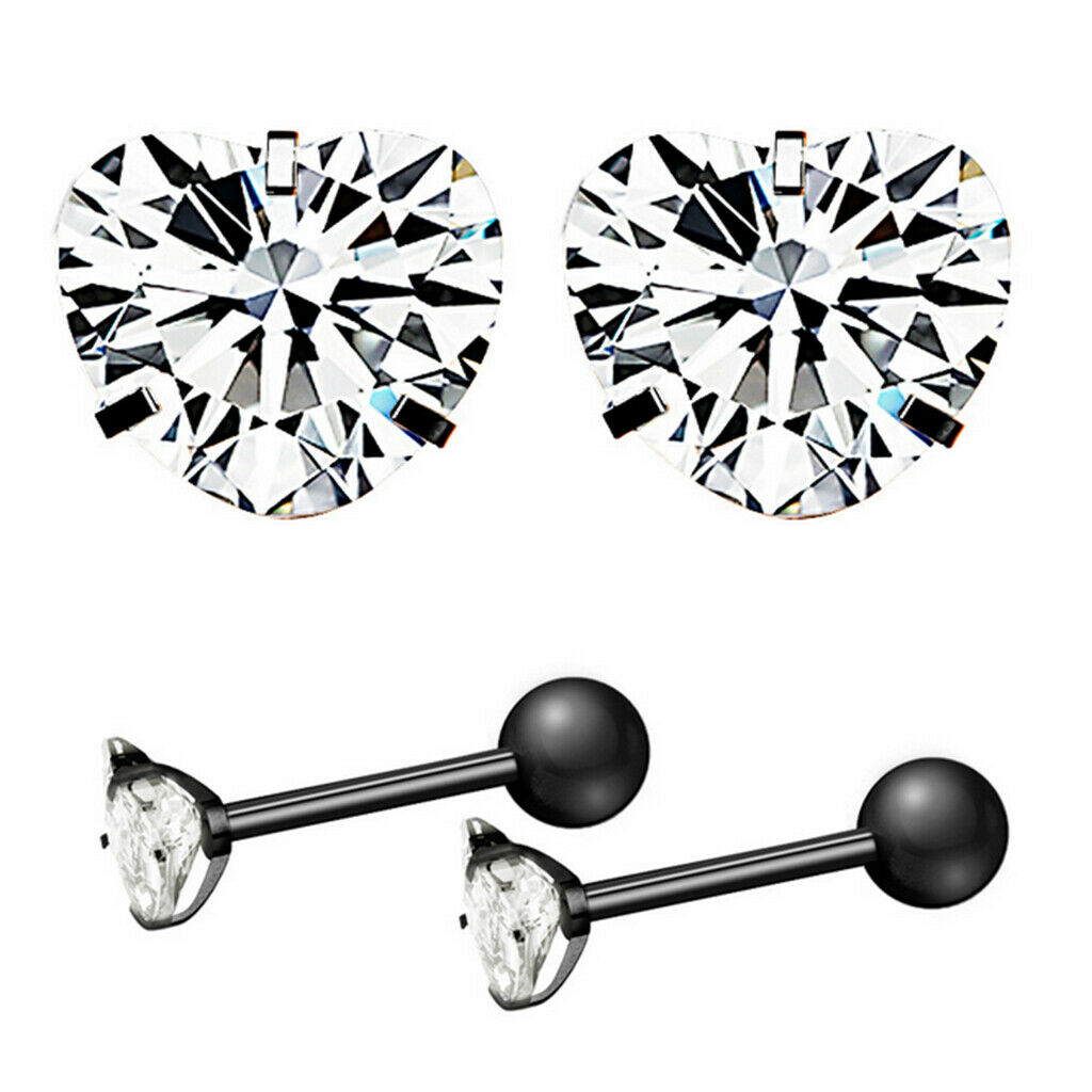 Fashion Men Women Ear Stud Heart Diamond Earring Lady Banquet Jewelry Gift