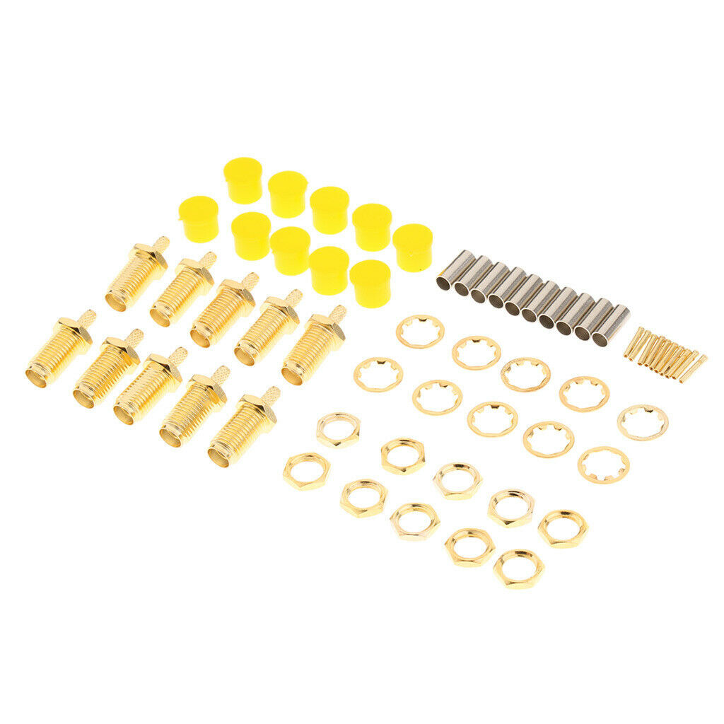10 Pack SMA Female   Crimp Straight RF Coax Connector for RG316 RG174 LMR100