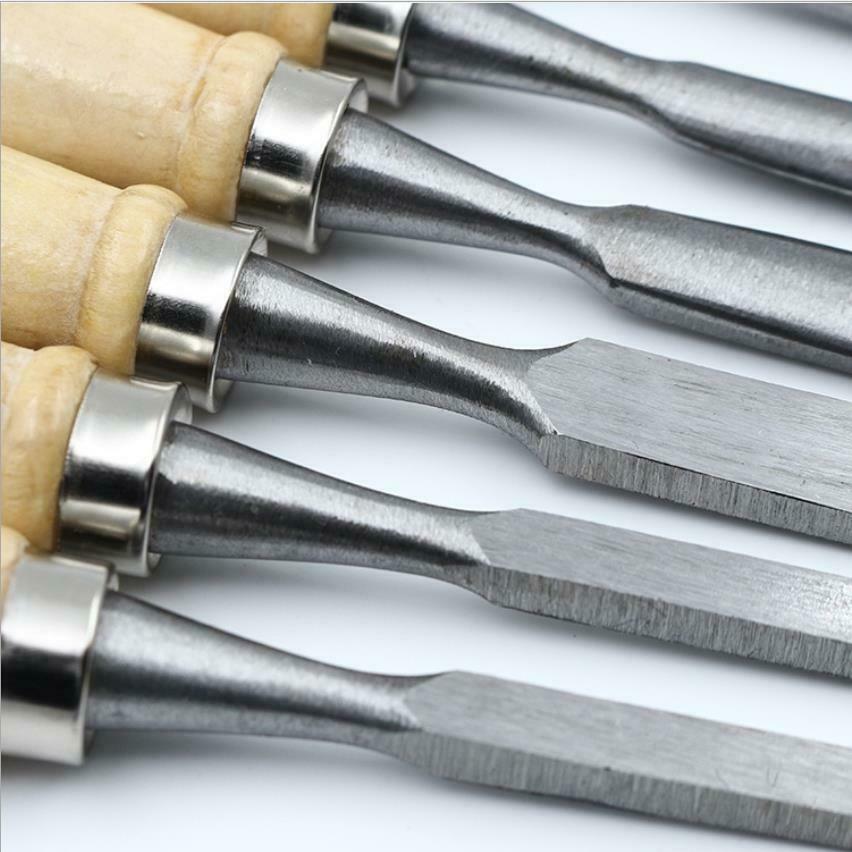 12 PCS Wood Carving Hand Chisel Tool Set Professional Woodworking Gouges Steel