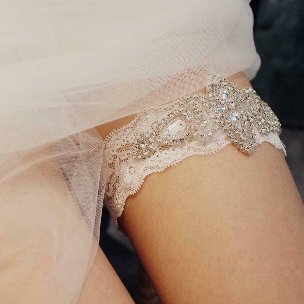 Rhinestone Women Bridal Wedding Garter Lace Dress Accessory 40x5.5cm Fashion