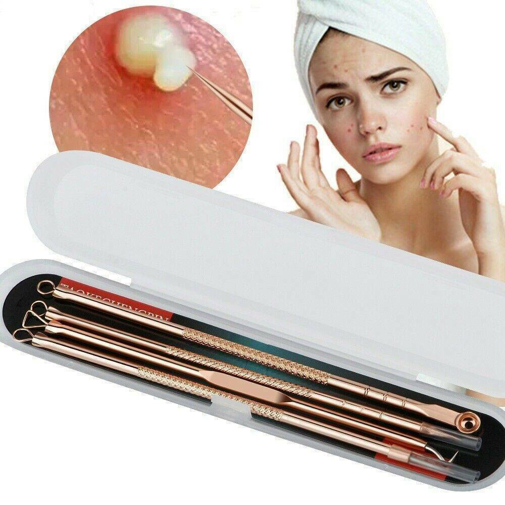 4Pcs Tool Kit Acne Extractor Remover Blackhead Pimple Needles Blemish Treatments