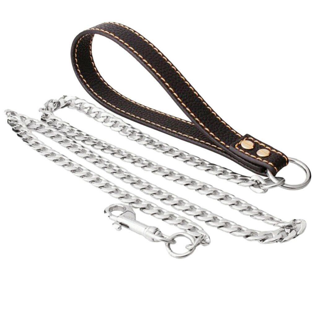Dog Chain Leather for Small Medium Large Breeds - Obedience Training Slip Collar