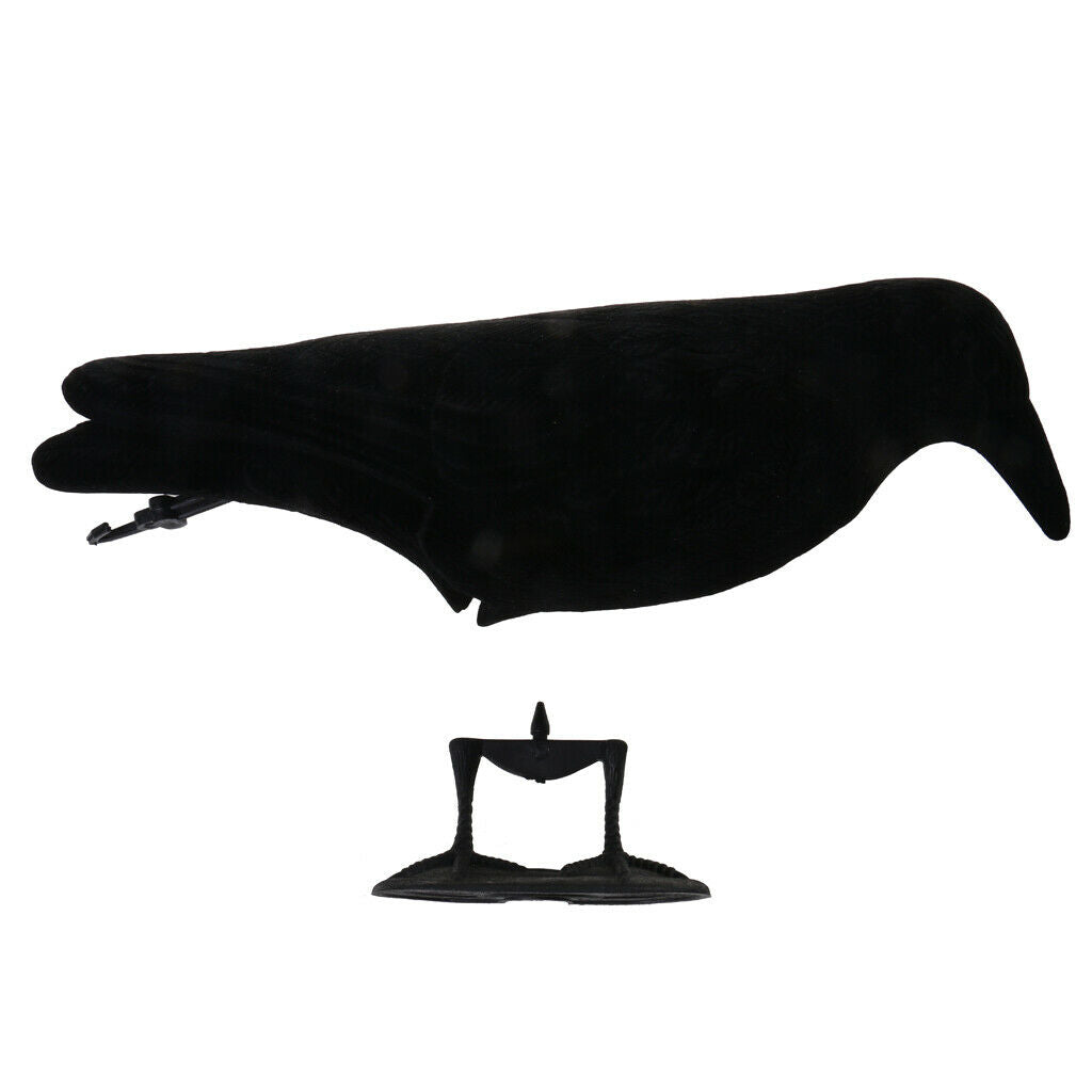 Flocked Hard Realistic Calling Crow Decoy Vermin Rook Decoying Hunting