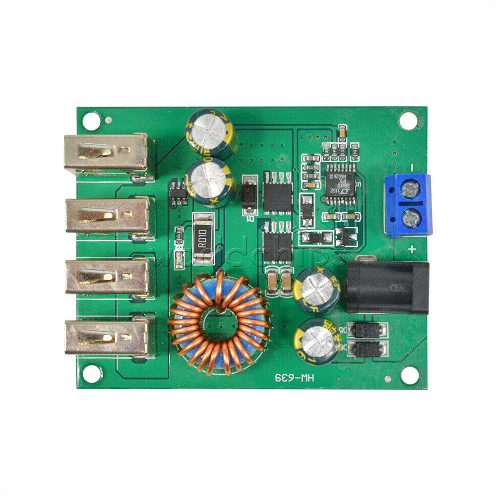 4 USB Output Step Down Car Power Supply Buck Converter DC-DC 7-60V To 5V 5A New