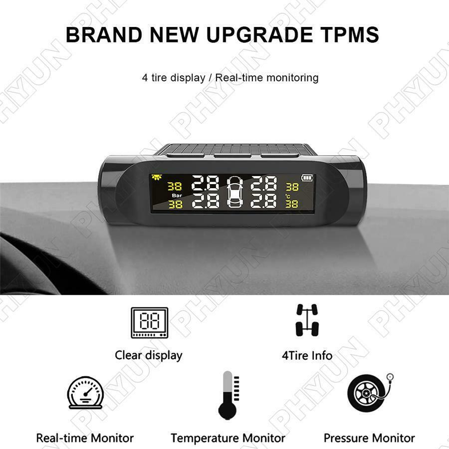 Battery Digital LCD Car TPMS Tire Pressure Monitoring System +4 External Sensors