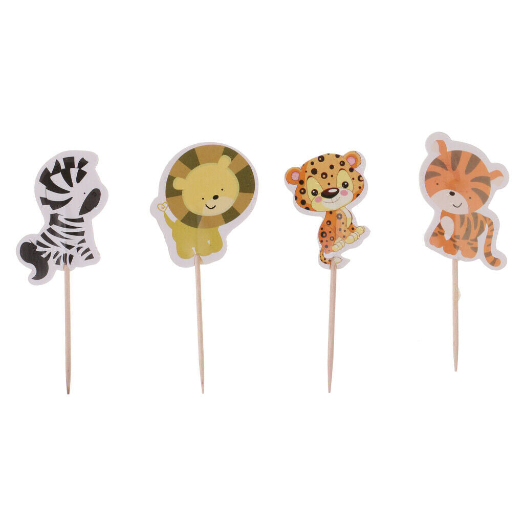 MagiDeal 24pcs Safari Animal Cupcake Toppers Picks Baking Cups Decor