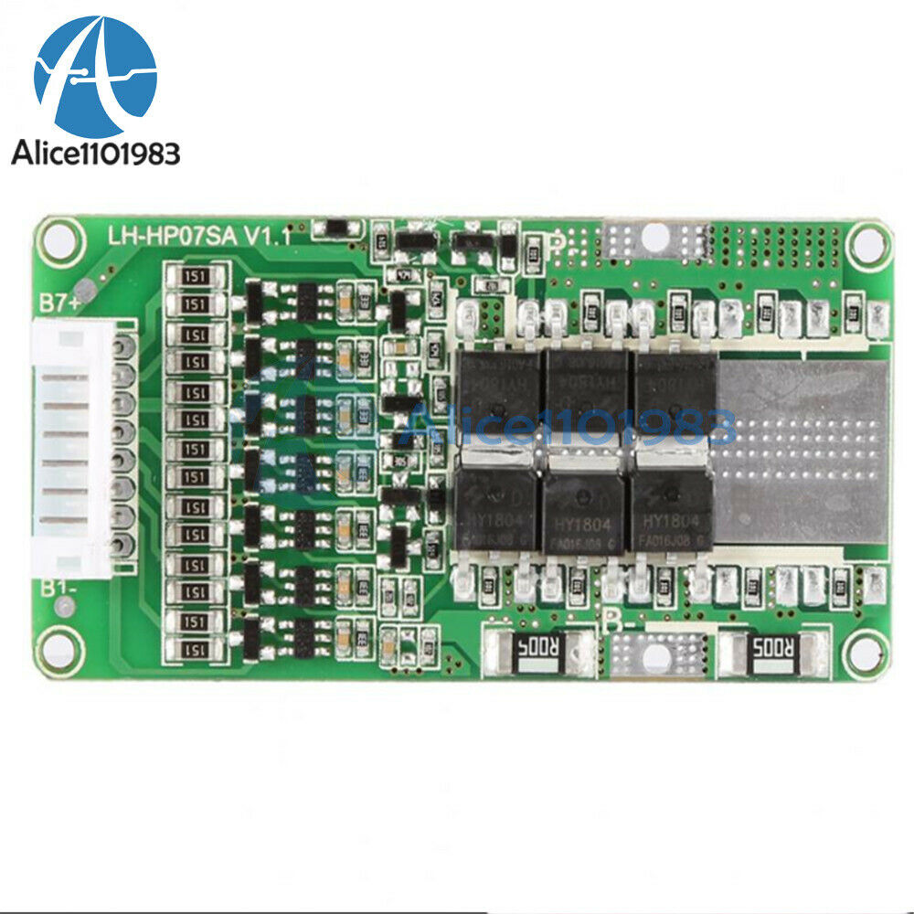 7S Li-ion lithium LiFePO4 Battery Protection BMS Board with Balance 24V 20A