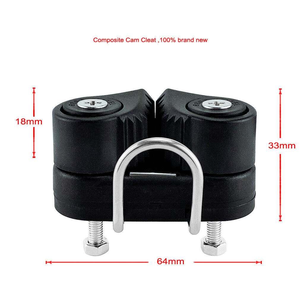2pcs Black Aluminum Sailboat Cam Cleat With Leading  Sailing Hardware
