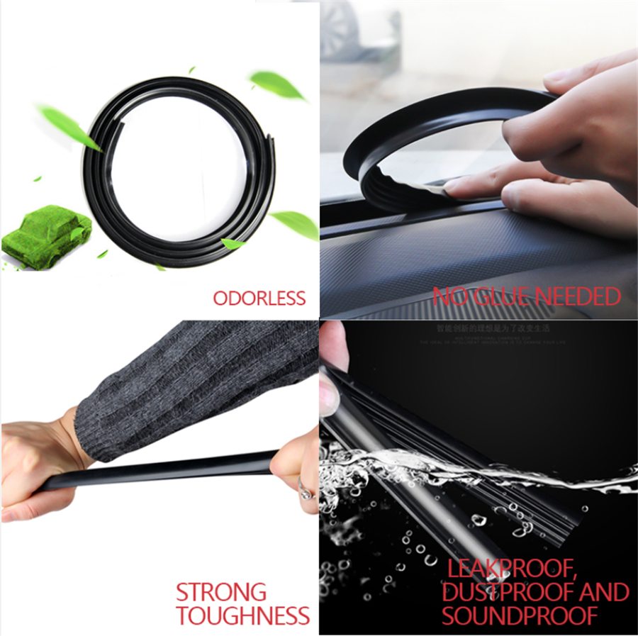 Universal 1.6M U Type Car Rubber Sound Seal Strip Dashboard Edges Sealing Strips