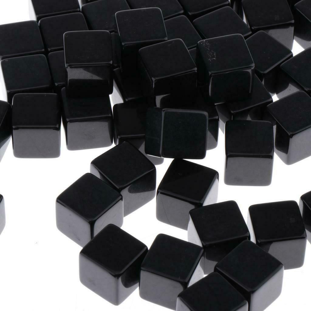 100 Pcs Standard Size Blank Dice D6 6 Sided RPG Gaming Dice 16mm/0.62'' Black