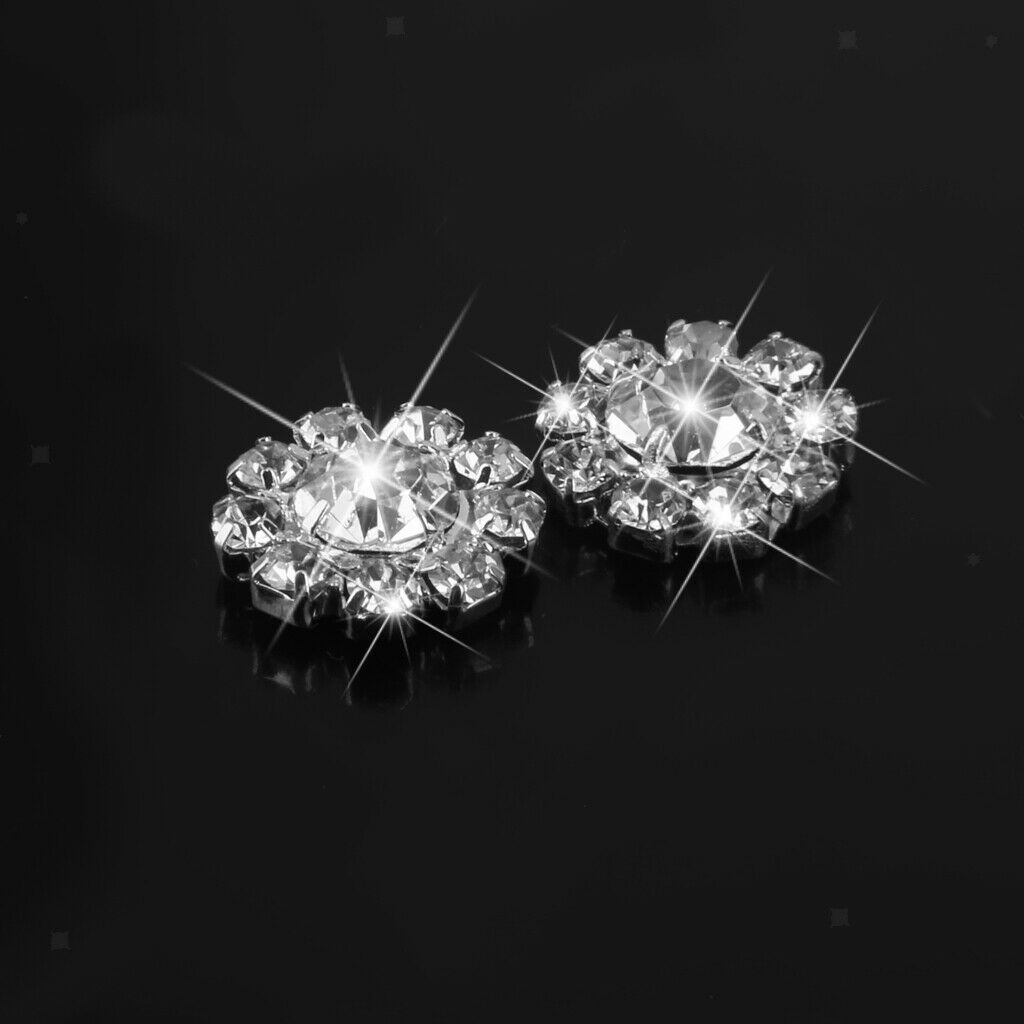 20x Crystal Rhinestone Floral Buttons Flatback Embellishments DIY Crafts 12mm