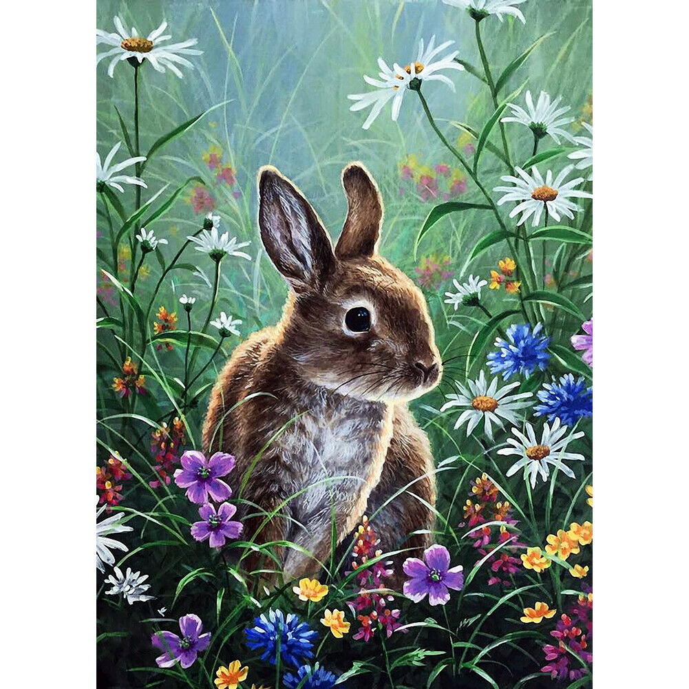 Rabbit 5D Full Round Drill Diamond Painting Crystal Mosaic Kits Wall Decor @