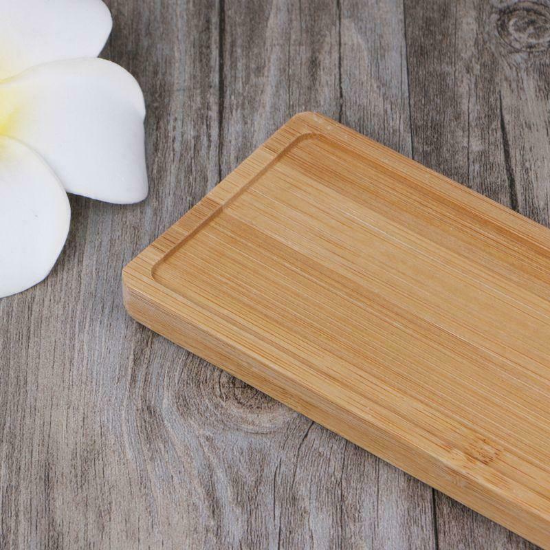 Rectangle Bamboo Wood Saucer Plant Tray Mini Plant Flower Pot Stand Pot Tray