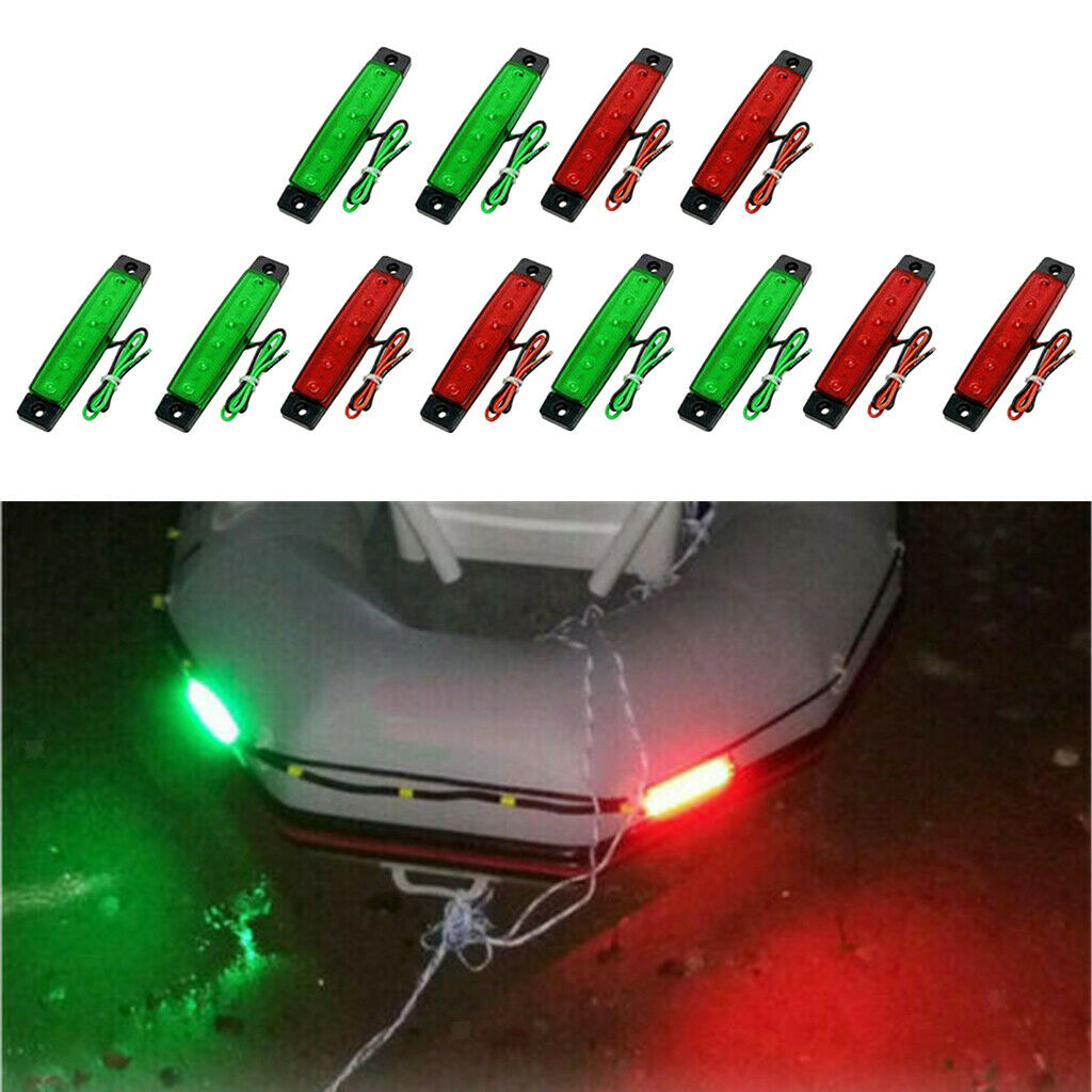 12Pcs Red + Green Boat Navigation Light LED Marine Lamps DC 12V for Kayak