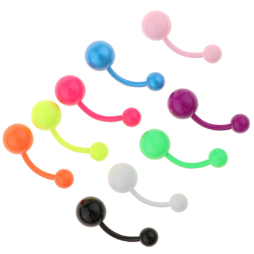 9-Pack Women Belly Button Ring Navel Ring Barbell Bar Piercing Jewelry 1.6mm