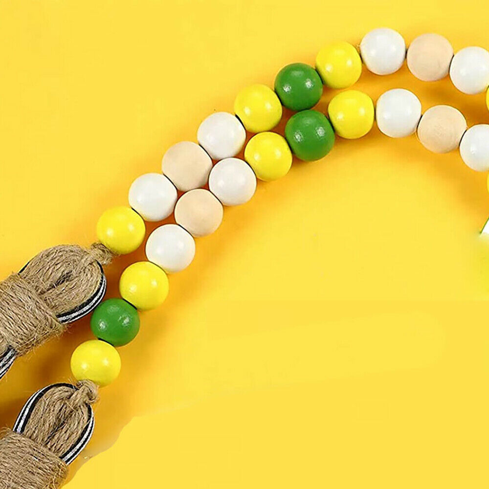 3pcs Sunflower Wood Bead Garland  Bed Hanging Decoration for Home w/Tassel NEW