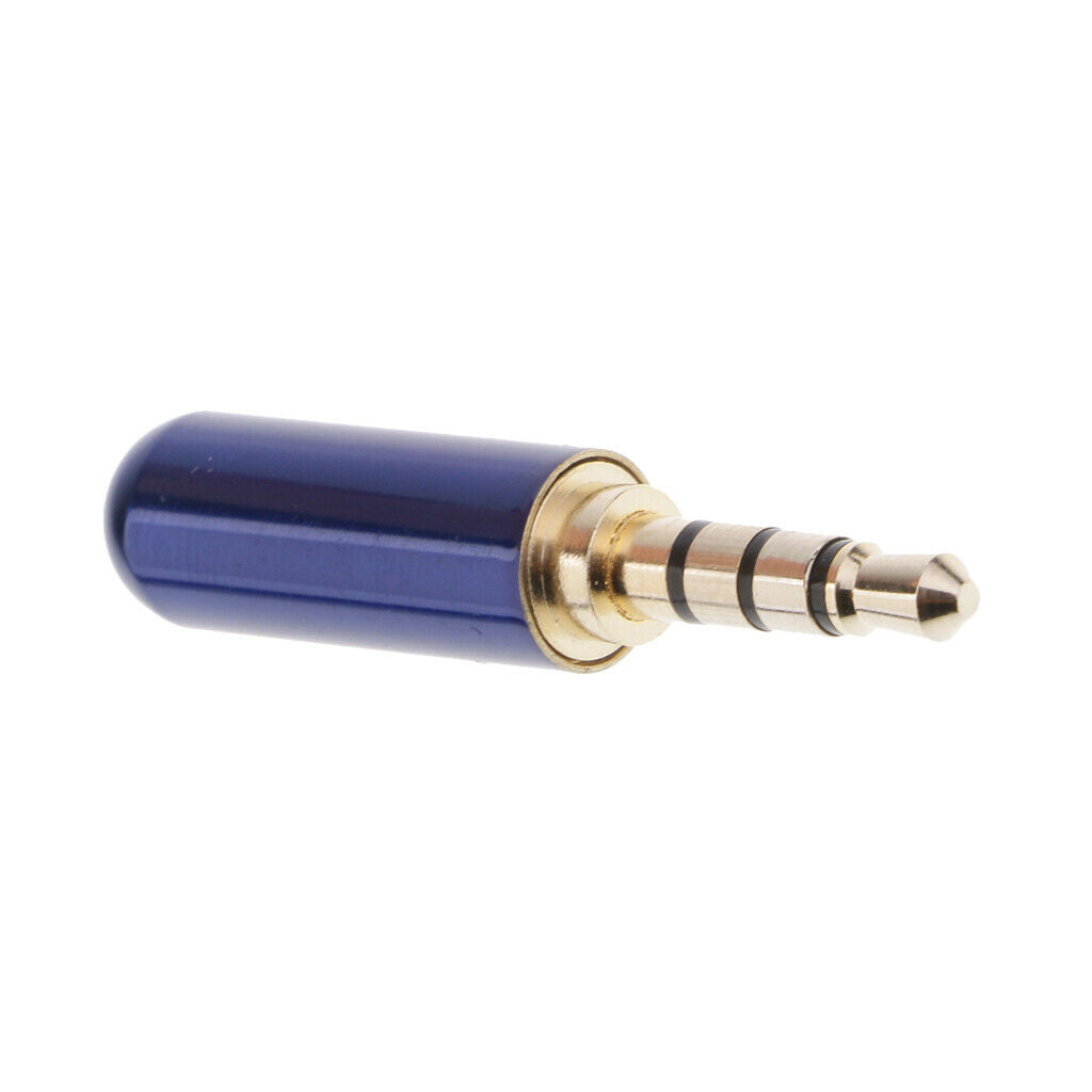 4 3.5mm 1/8" Male Repair Headphone Jack Plug Metal Adapter Soldering blue
