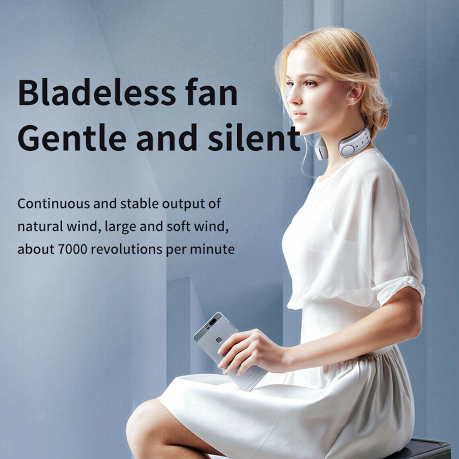 Electric Hanging Neck Fan Cooling Cooler Heating Massager for Muscle Relax