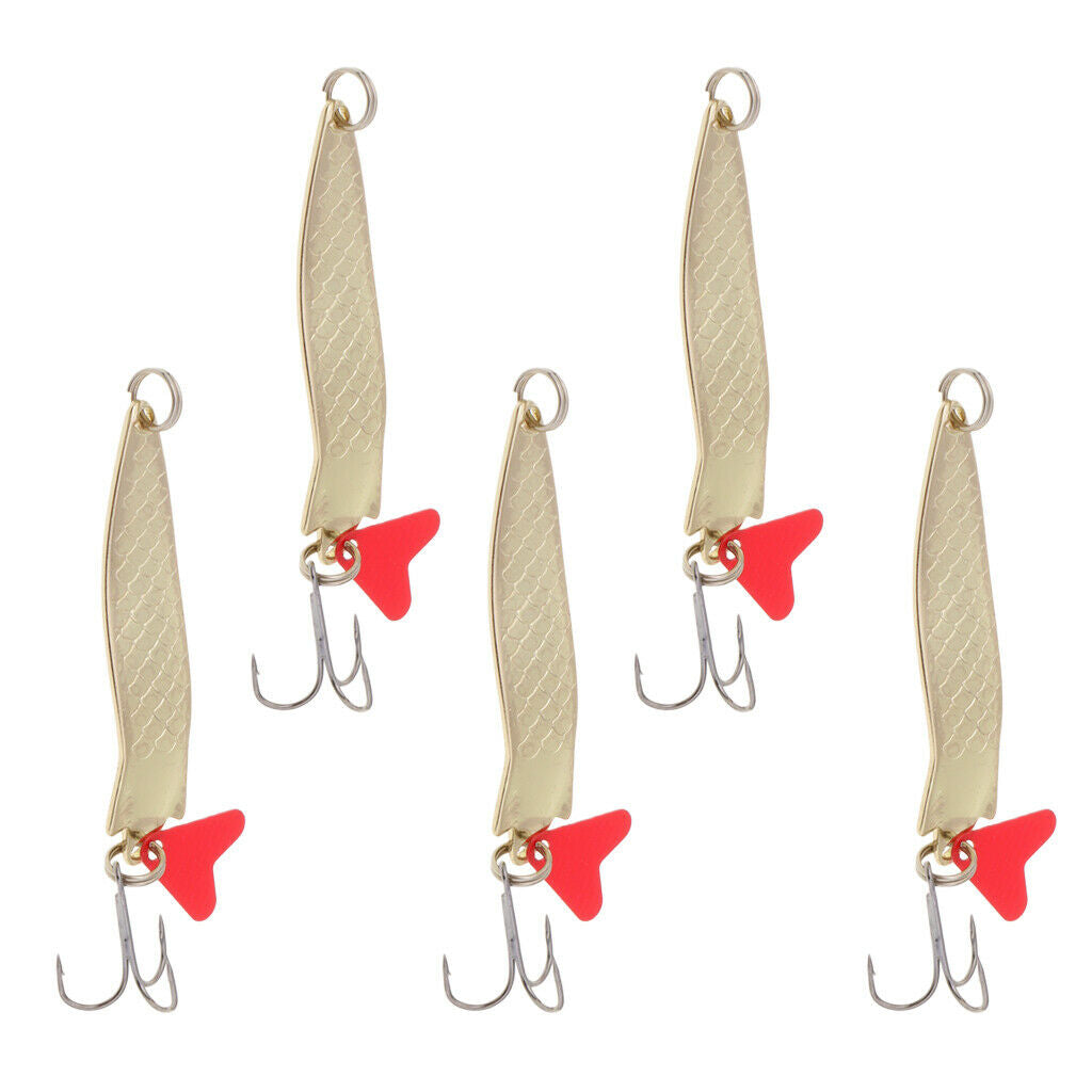 5pcs Spinner Fishing Bass Bait Lures Metal Spoon Crank Baits Tackle Hooks #3