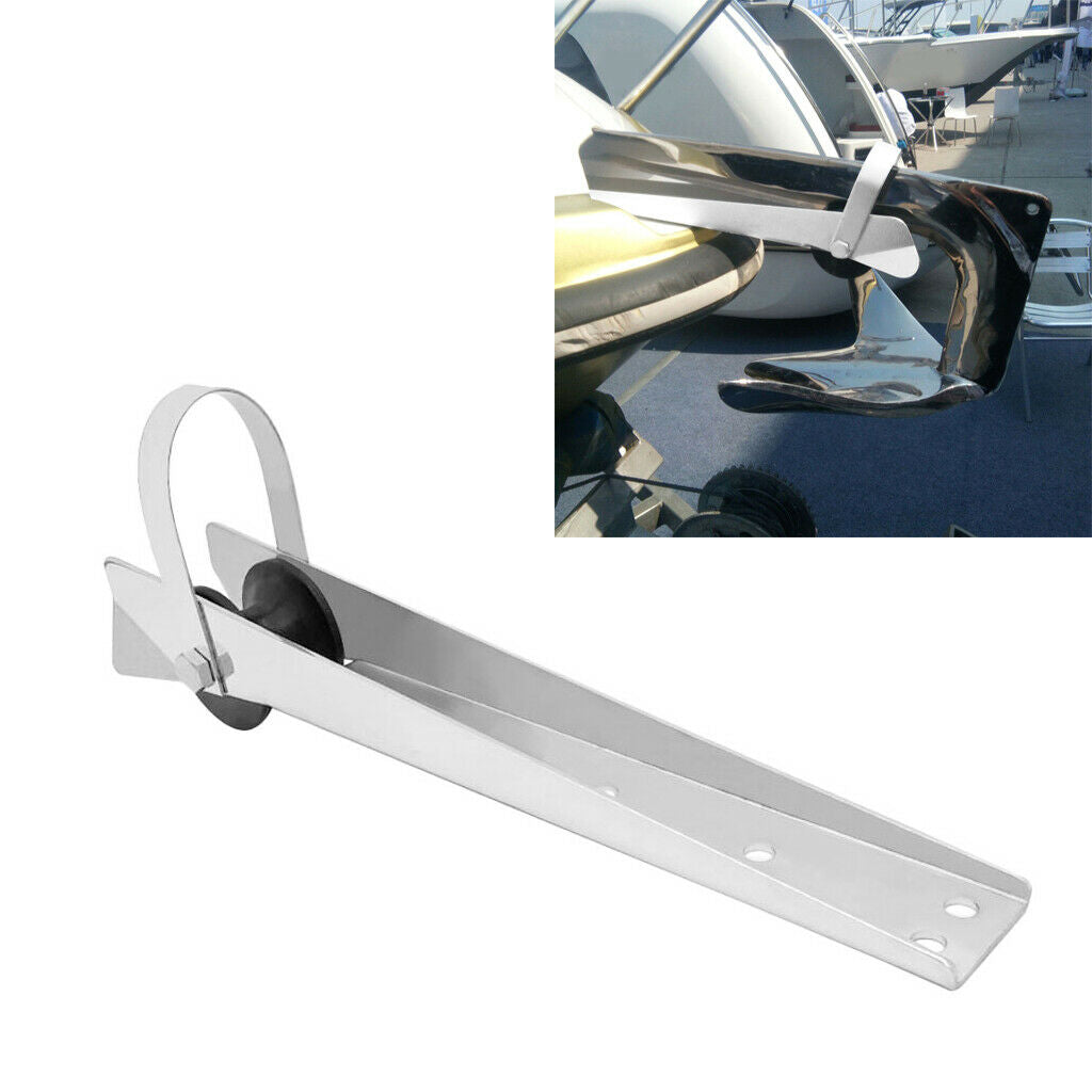 316SS Stainless Steel Boat Anchor Bow Sprit Roller 390mm w/ Black Nylon Roller