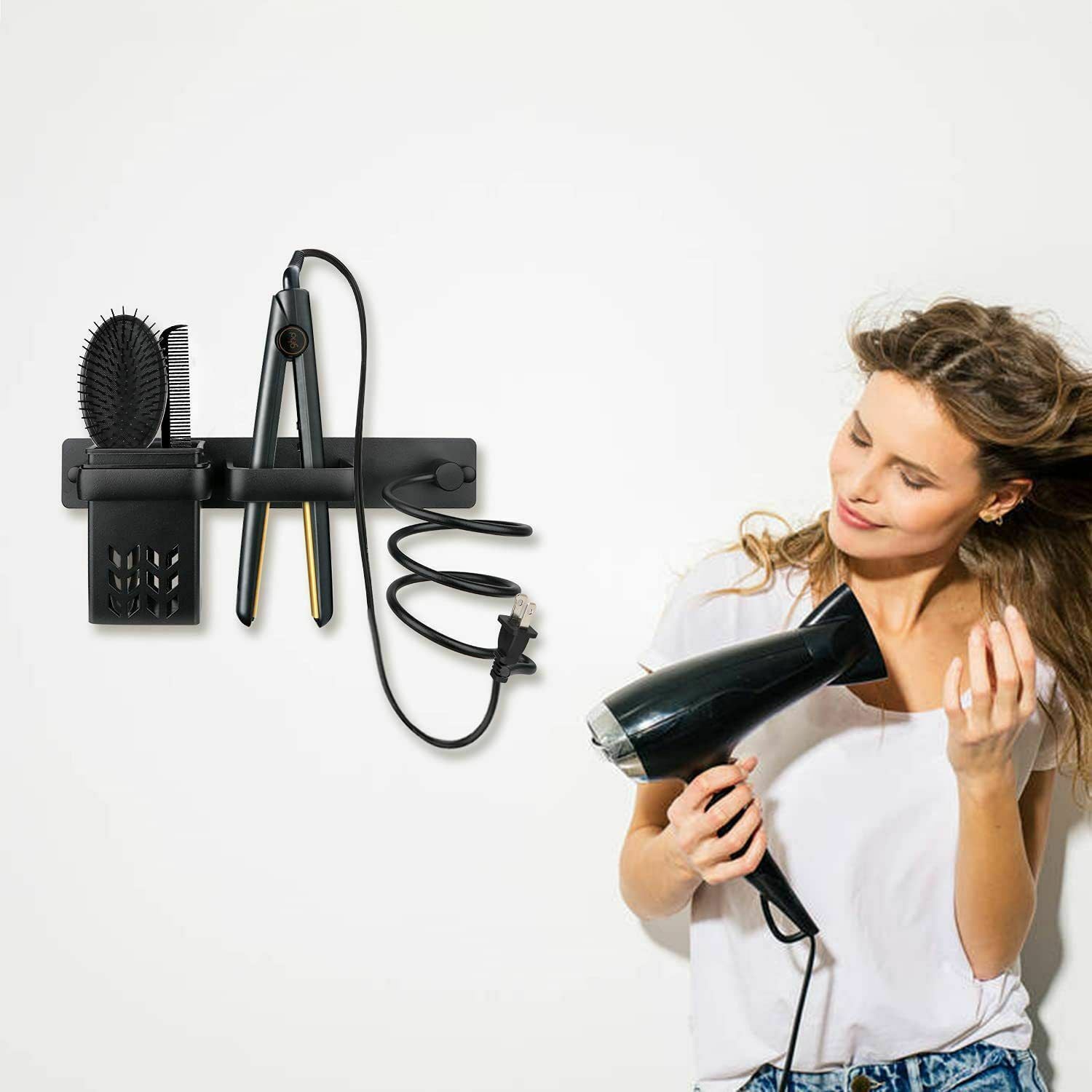 Accessories Wall-mounted Shelf Hair Dryer Rack Storage Holder Storage Box