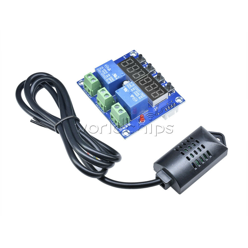 DC 12V Dual LED Temperature & Humidity Control XH-M452 Thermostat +Sensor Probe