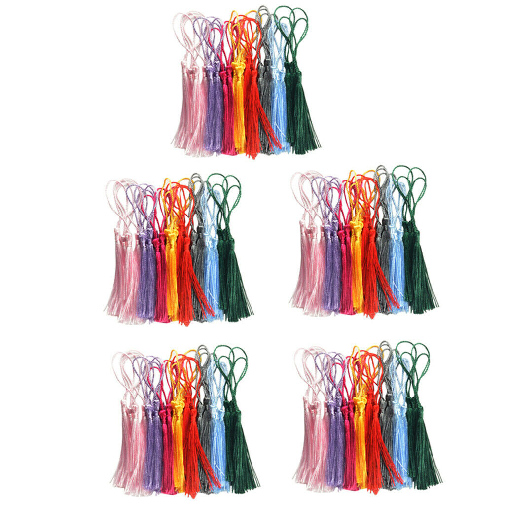 150X Bookmark Tassels Assortment with Cord Loops DIY Soft Tassels Pendant